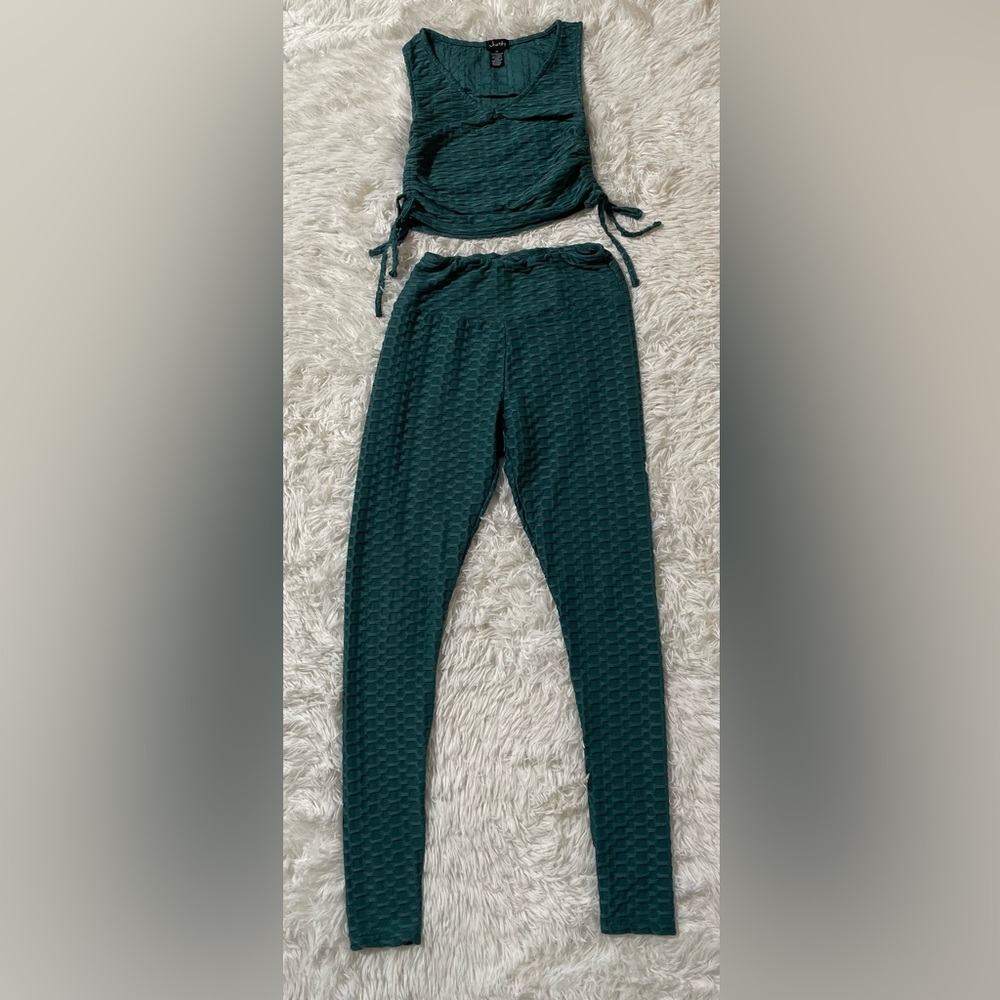 Justify Mermaidcore Matching Workout Set Crop Top Scrunch Butt Leggings Teal M